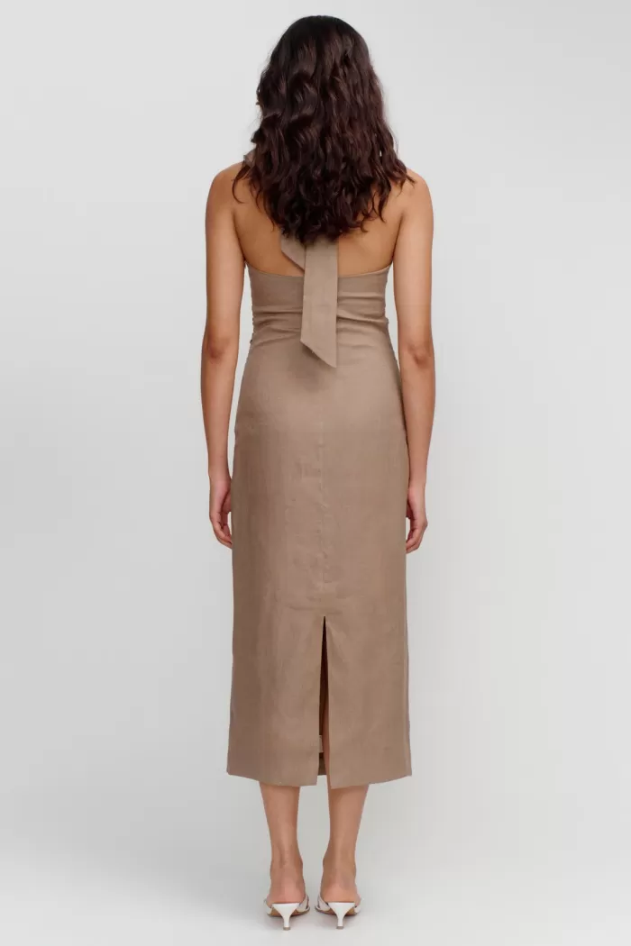 Discount Ownley Anastasia Midi Dress - Porcini
