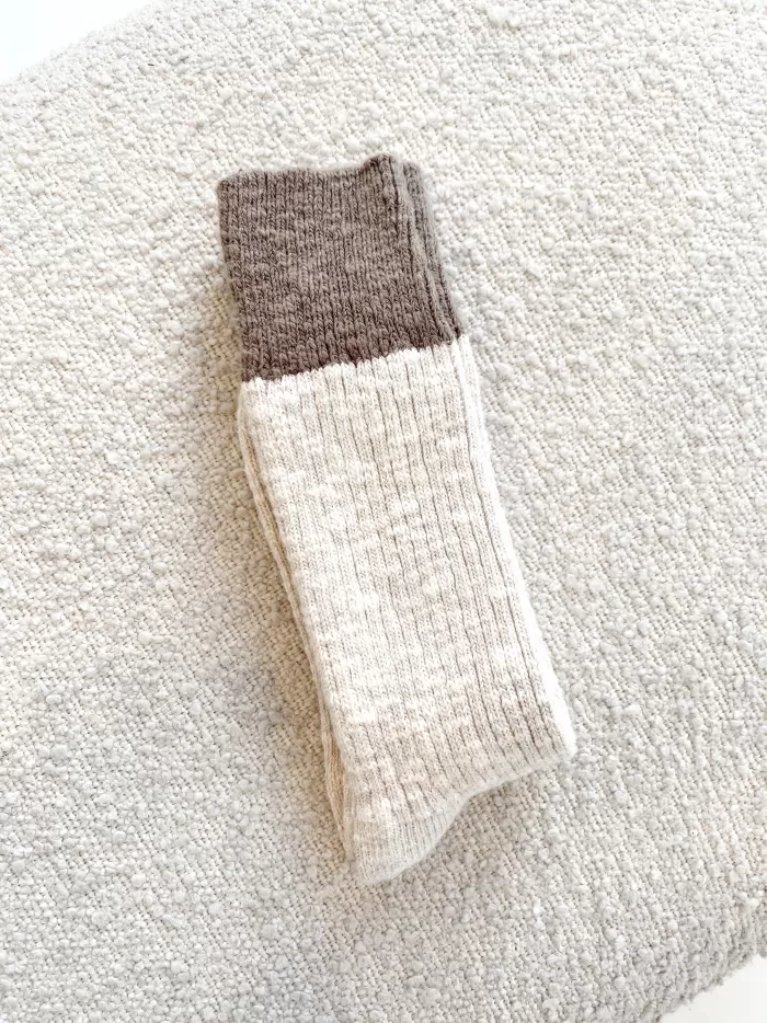 Sale Le Bon Shoppe Colour Block Cottage Socks - Oatmeal/ Flax