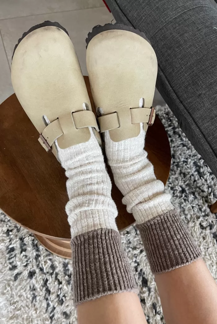 Sale Le Bon Shoppe Colour Block Cottage Socks - Oatmeal/ Flax
