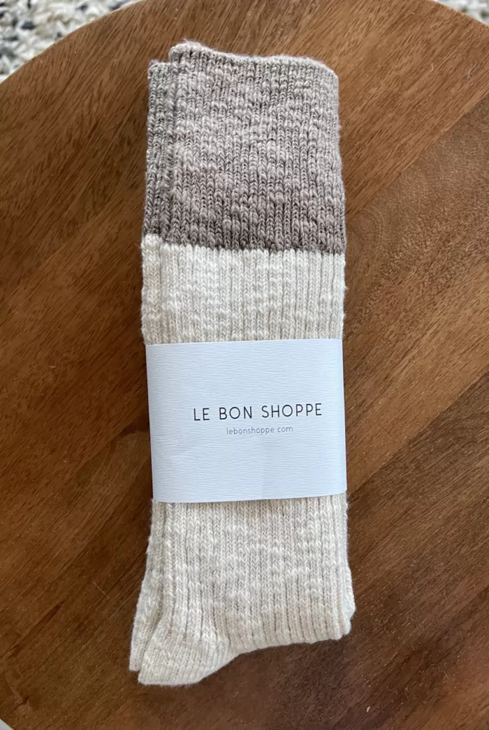 Sale Le Bon Shoppe Colour Block Cottage Socks - Oatmeal/ Flax
