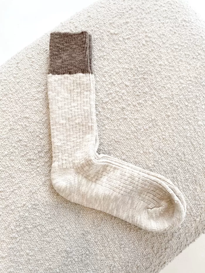 Sale Le Bon Shoppe Colour Block Cottage Socks - Oatmeal/ Flax