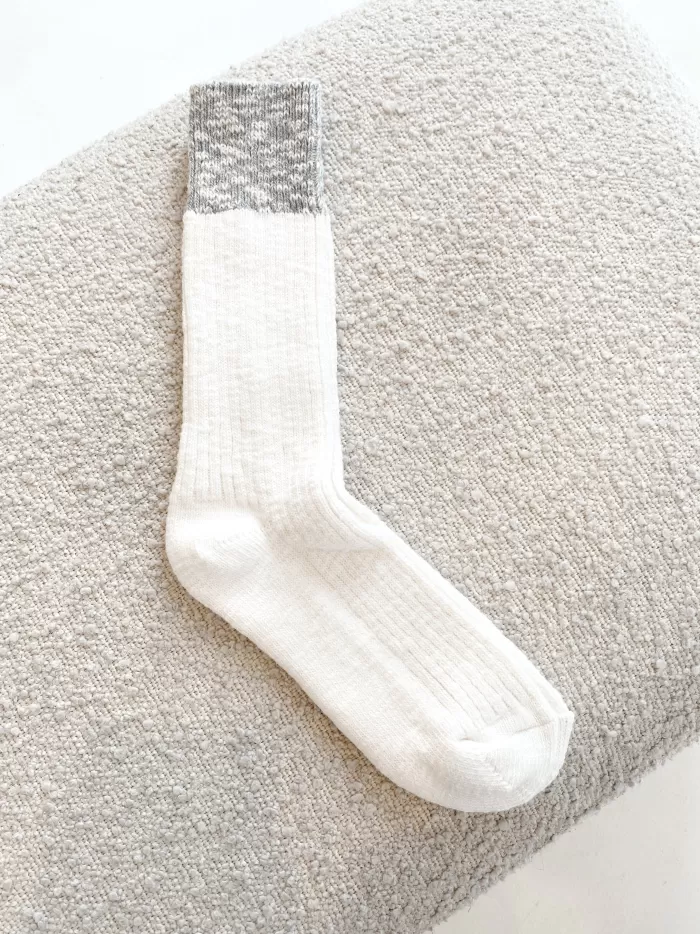 Store Le Bon Shoppe Colour Block Cottage Socks - White Linen/ Heather Grey