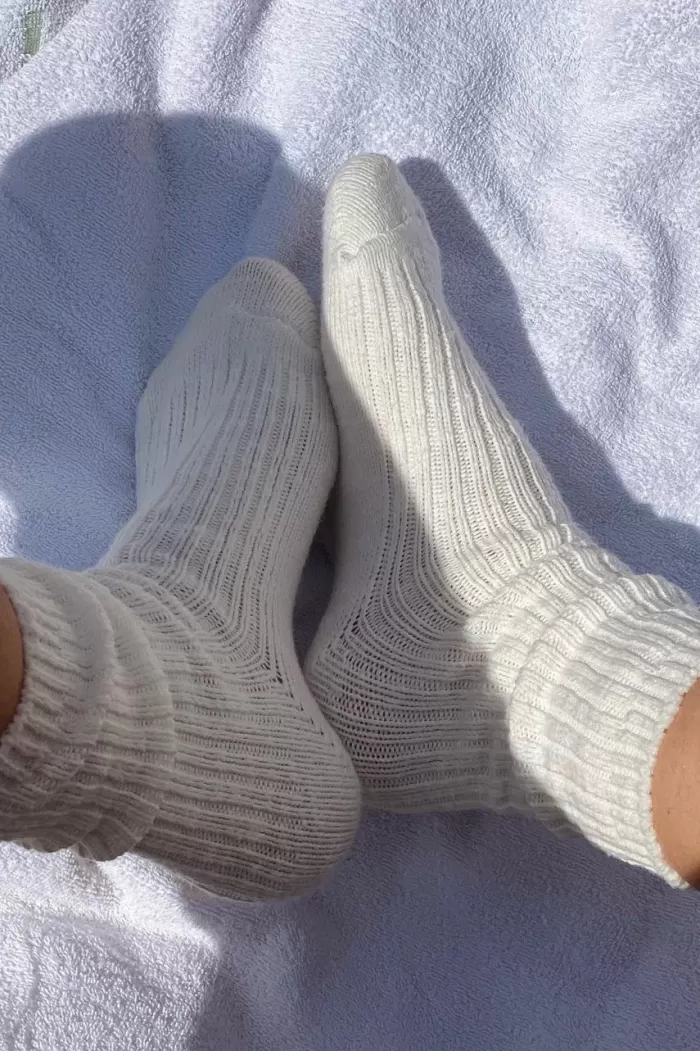 Clearance Le Bon Shoppe Cottage Socks - White Linen