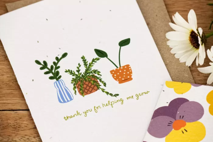 Store Hello Petal Thank You For Helping Me Grow (House Plants) Plantable Card