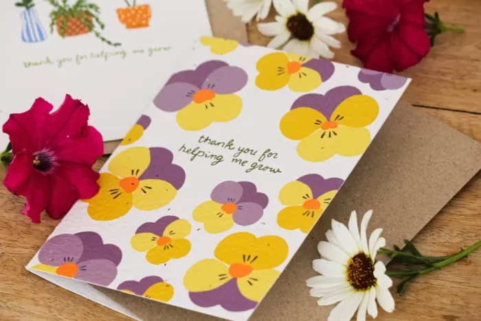 Sale Hello Petal Thank You For Helping Me Grow (Pansies) Plantable Card